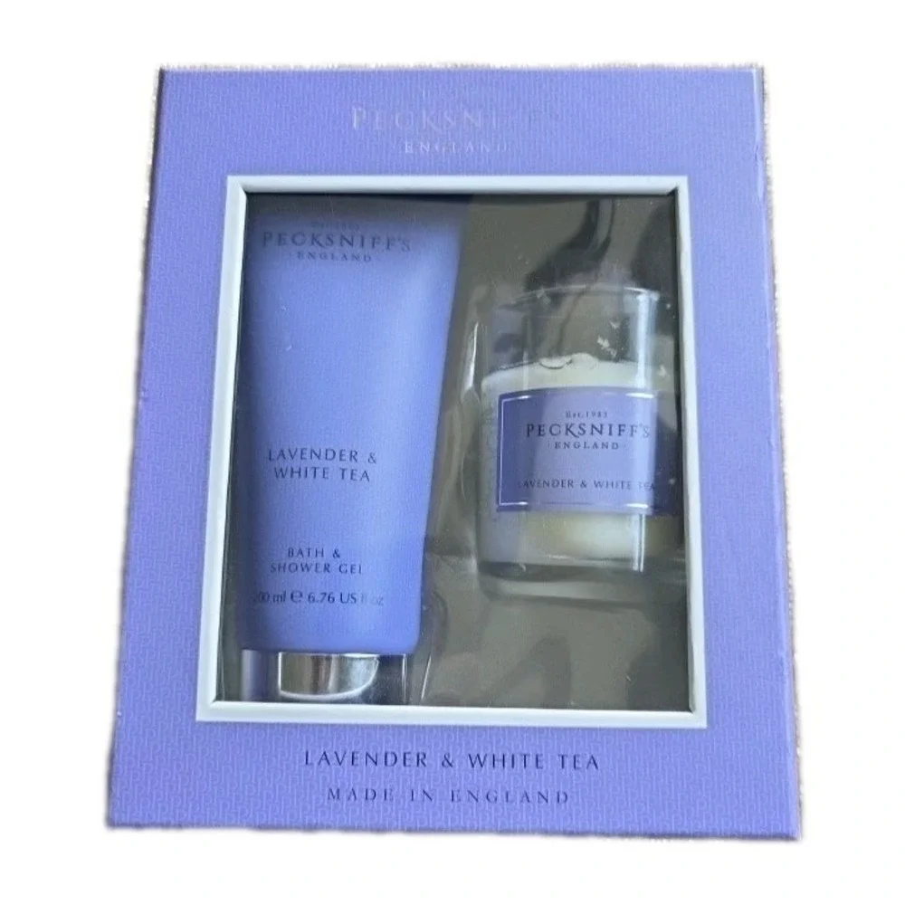 Pecksniff's England Lavender &‎ White Tea Luxury Bath Shower Gel Candle